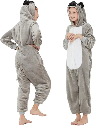 Vista 3 de ANBOTA Pijama de una pieza para perros y niños, diseño de animal de forro polar, Halloween, cosplay, Navidad, Pascua, Bulldog