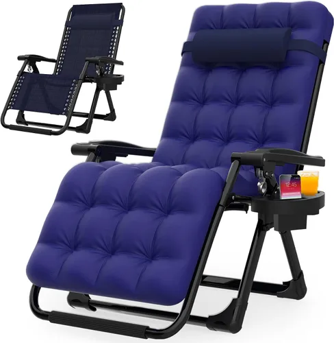 Vista 17 de Suteck Silla de gravedad cero, sillas reclinables de camping, sillón Negro clásico