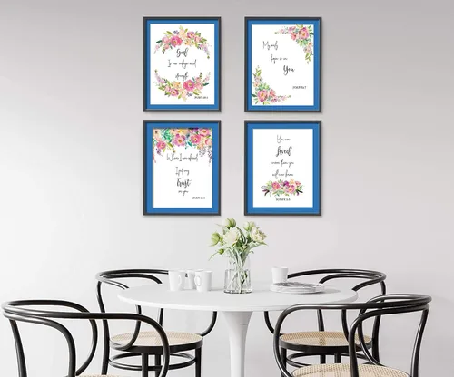Vista 6 de Arte de pared inspirador – Dios es nuestro refugio – Decoración cristiana de pared – Juego de 4 – 8 x 10 – sin marco