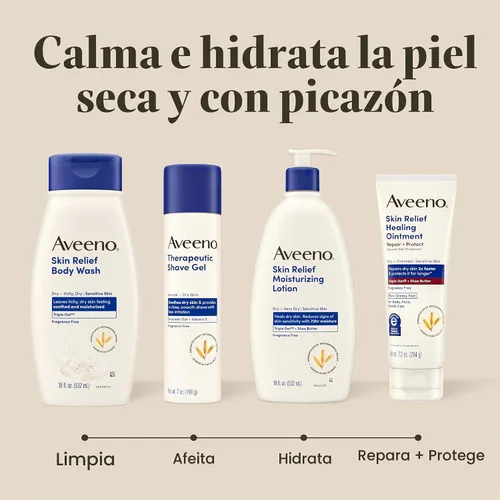 Vista 8 de Aveeno - Gel para afeitar terapéutico con avena y vitamina E, para ayudar a prevenir los golpes de la maquinilla de afeitar, calma la piel seca