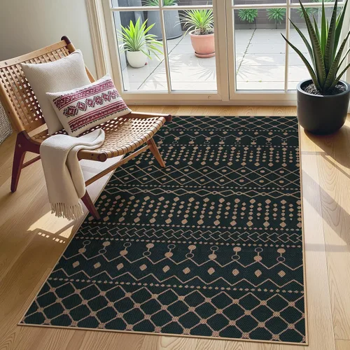 Vista 110 de Lahome Tapetes geométricos para puerta de interior para entrada, alfombra antideslizante lavable de 2 x 3 negro / neutro