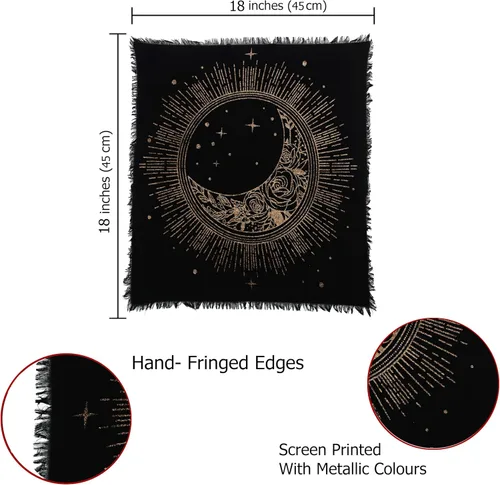 Vista 6 de Indian Consigners Tela de altar Sol Luna Estrella Brujería Alter Tarot Spread Top Cloth Wiccan Square Spiritual Sacred (Golden Sun Moon Star)