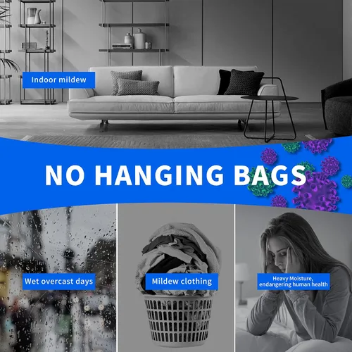 Vista 5 de ZSZMFH Paquete de 15 bolsas colgantes absorbentes de humedad, paquetes de humedad sin fragancia, bolsas deshumidificadoras colgantes para armario