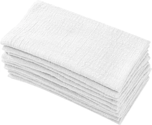 Vista 9 de Servilletas de tela para cena 10 unidades, servilletas de gasa 100% algodón natural suave, servilletas lavables ideales para bodas, decorativas