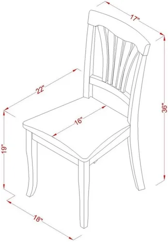 Vista 6 de East West Furniture AVON5-BLK-LC - Juego de mesa de comedor de 5 piezas para 4 personas, incluye una mesa de cocina ovalada con hoja de mariposa y 4
