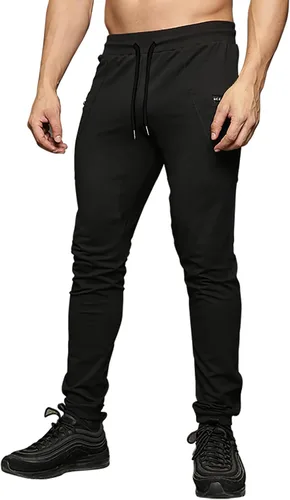 Vista 3 de MAIKANONG Pantalones deportivos ajustados para hombre, pantalones de entrenamiento para gimnasio, correr, atletismo, casual