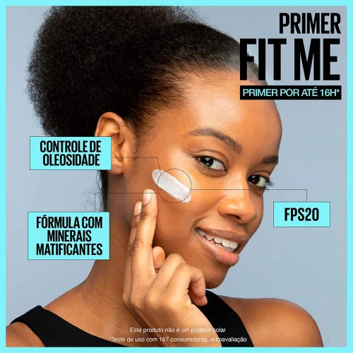 Vista 3 de Maybelline Fit Me Matte + Poreless Primer Facial Matificante de Maquillaje con Protector Solar, Amplio Espectro SPF 20, 16HR de Duración, Control