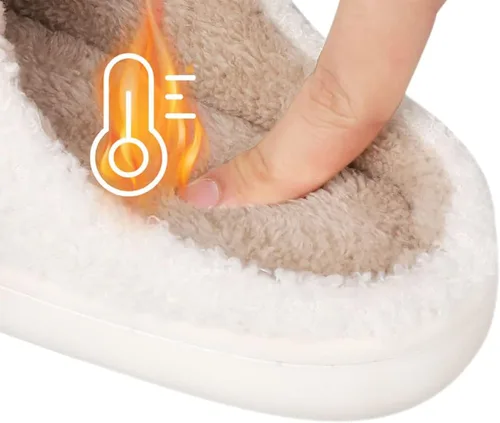 Vista 4 de Tofica Smile Face Slippers for WomenMen, Retro Soft Plush House Slippers, Cozy Fuzzy Fluffy Womens Slippers Indoor Outdoor, Anti-skid Sole