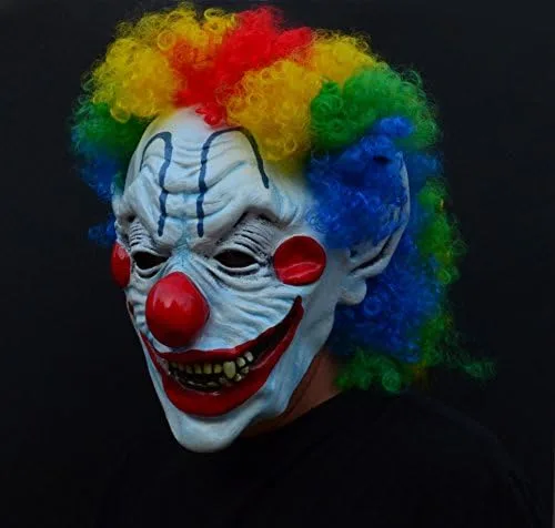Vista 7 de Acid Tactical Máscara de látex espeluznante de payaso malvado de Halloween, payaso rizado Moe