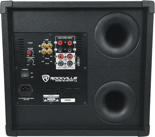 Vista 4 de Rockville BASS Blaster 10 - Subwoofer de cine en casa de 10 pulgadas con alimentación de 750 W, iluminación LED, entradas/salidas RCA, cruce