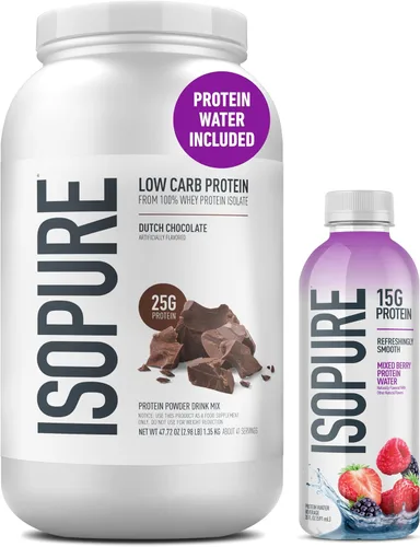 Vista 20 de Isopure Zero Carb 100% Proteína Pura de Suero Aislado en Polvo, Libre de Lactosa, Libre de Gluten, Con Vitaminas, Crema de Plátano, 25g de Proteína