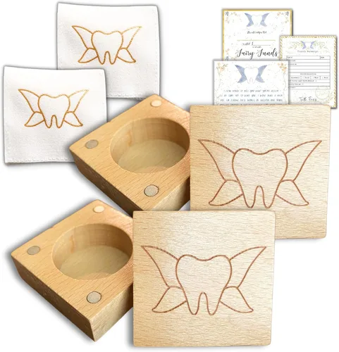 Vista 13 de Caja de hada de dientes y soporte para bolsa de dientes, caja de recuerdo de dientes con bolsa de hada de dientes I cierre magnético, juego de 1