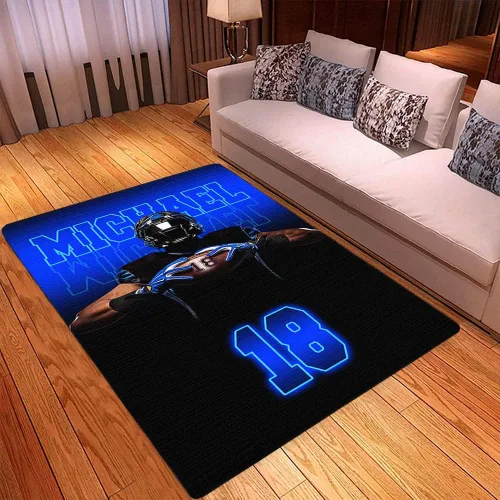 Vista 4 de Personalized Amazing Football Athlete Rug with Name Number, Football Welcome Mat 2x3 3x5 4x6 5x8, Sports Bathroom Rug for Living Room Bedroom
