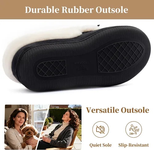 Vista 6 de RockDove Pantuflas tipo mocasín de microgamuza con forro de piel sintética para mujer