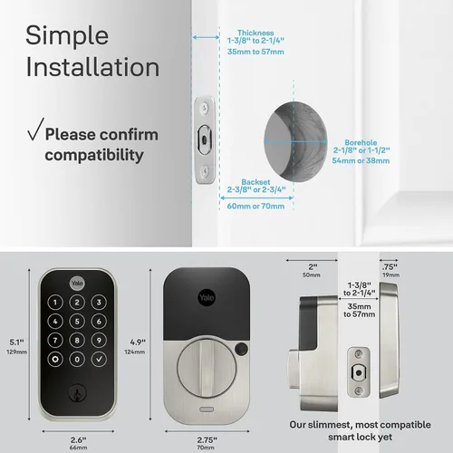 Vista 2 de Yale Assure Lock 2 Touch - Cerrojo de huellas dactilares con Wi-Fi, gamuza Ante negro