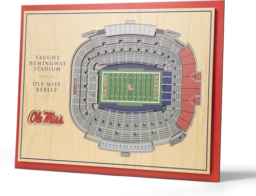 Vista 37 de YouTheFan - Póster para pared de la NCAA, vista de estadio en 3D de 5 niveles, Marrón