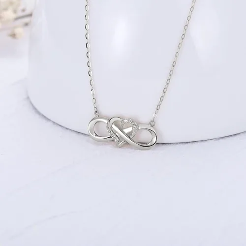 Vista 3 de Natural Diamond Infinity Swirl Necklace, Sterling Silver Heart Pendant Necklace Love Jewelry for Her, Mom, Wife, 18"-20