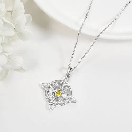 Vista 68 de YAFEINI Collar con dije de nudo de bruja de plata de ley, amuleto de bruja de cruz celta, regalo para mujer