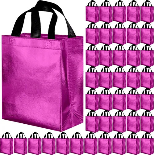 Vista 18 de BLEWINDZ 100 bolsas de regalo reutilizables medianas con asas - Ideales para obsequios de fiestas y bolsas de compras (10 colores)