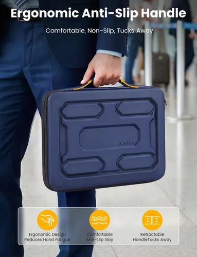 Vista 9 de DOMISO Funda rígida para portátil de 17-17.3 pulgadas impermeable a prueba de golpes con asa y bolsillo de almacenamiento, compatible con MacBook
