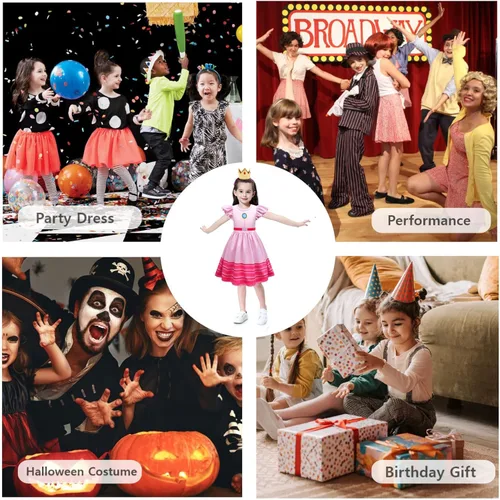 Vista 7 de ANUBHAVSHAALA Disfraz de princesa para niñas, vestido de fiesta de cosplay de 3 a 10 años