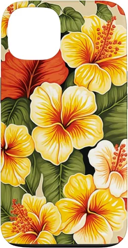 Vista 7 de Hawaiian Tropical Yellow Red Hibiscus Plumeria Case for iPhone 17
