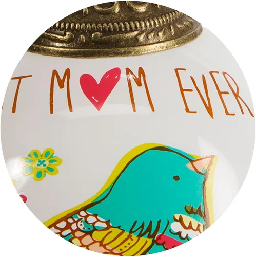 Vista 7 de Pavilion Gift Company 54026 - Adorno floral de cristal con texto en inglés "A Mother's Love Best Mom Ever", diseño de pájaro verde azulado