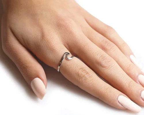 Vista 5 de CloseoutWarehouse Anillo de plata de ley 925 con diseño de ondas (tamaño 2-15, opciones de color)