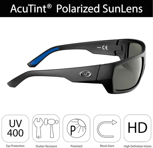 Vista 4 de Flying Fisherman Lentes de sol polarizados envolventes, marco negro matelente ahumada, talla M, Marco negro mate, lente de humo