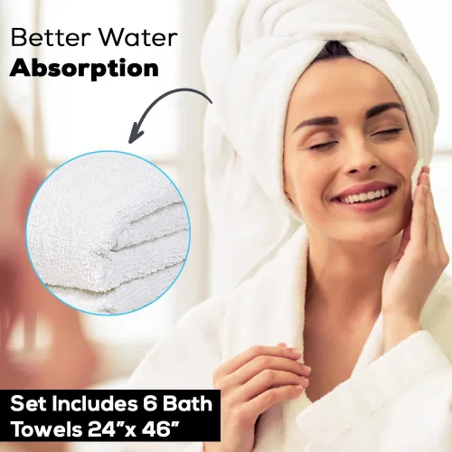 Vista 6 de SIMPLI-MAGIC Juego de algodón, toallas, 24x46, blanco, 6