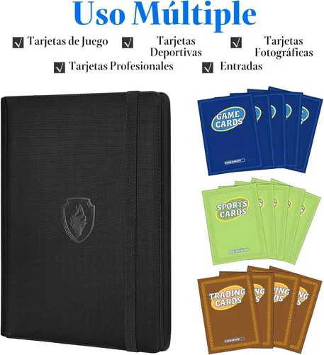 Vista 3 de Carpeta prémium de 9 bolsillos para tarjetas de 360 tarjetas, carpeta de tarjetas comerciales Fabmaker PU Sturdy Card Collection Album