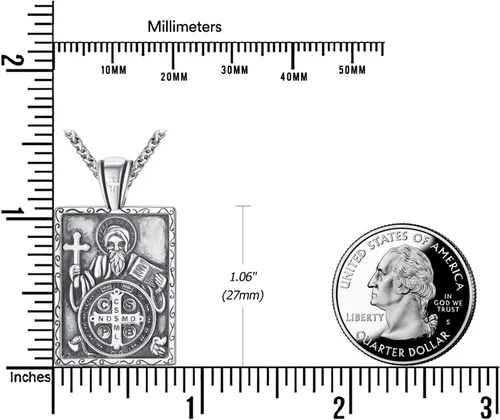 Vista 6 de Collar con colgante de cruz de plata de ley 925 con cruz de Jesucristo INRI para hombres y mujeres, medalla de cruz, collar religioso cristiano
