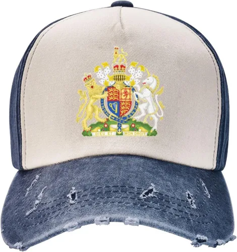 Vista 3 de Reino Unido Inglaterra Escudo Real Reino Unido Gorras de béisbol lavadas Fusión Colores que fluyen Espíritu aventurero, Azul marino