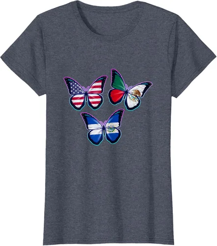 Vista 61 de Multiculti Heritage. Camiseta El Salvador México y Estados Unidos