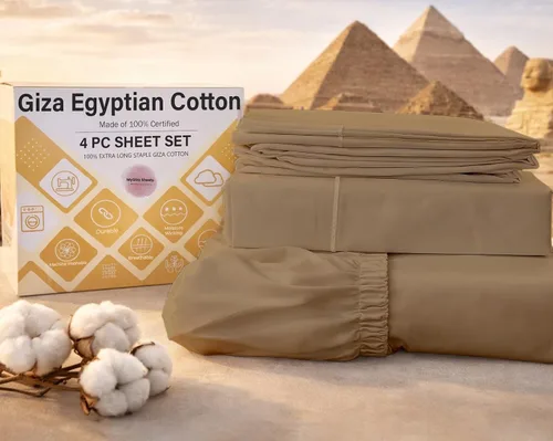 Vista 20 de MyGiza Sheets, Juego de sábanas 100% de algodón egipcio Giza, tamaño individual, para adaptarse a colchones de hasta 15 pulgadas de profundidad
