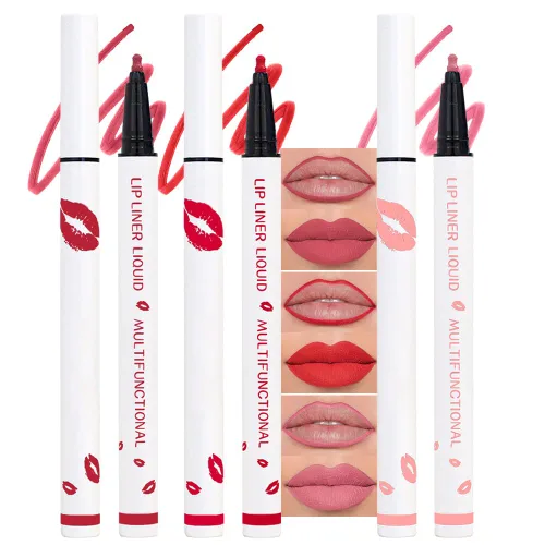 Vista 16 de evpct Lápiz Marcador de Línea de Labios Líquido de Larga Duración, Resistente al Agua, Rojo Oscuro Mate, Marcador de Línea de Labios y Lápiz Labial