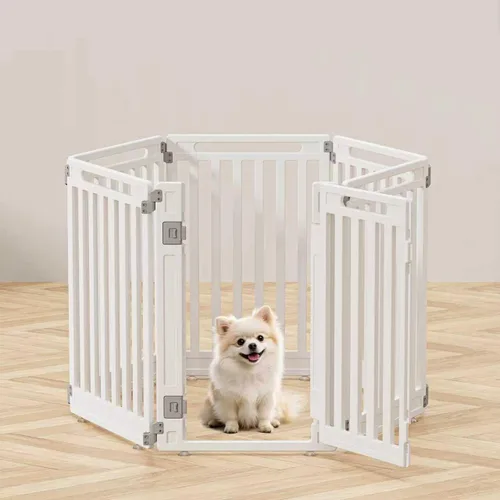 Vista 9 de Corralito plegable para mascotas, puerta para perros, plástico resistente, corral de ejercicio para cachorros, cerca para mascotas pequeñas, jaula