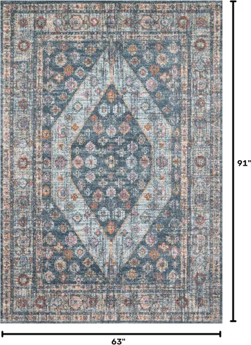 Vista 3 de Loloi Clara Blue/Lt. Blue - Alfombra de área de 5'-3" x 7'-7" CLA-02 aprox. 5x8 Sala de estar Comedor Dormitorio, Atemporal, Clásico, Texturado