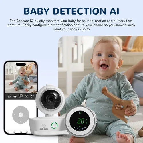 Vista 9 de Bebcare iQ - Monitor inteligente HD para bebés: video Full HD 1080p, panorámica e inclinación, sensor de temperatura, alerta de movimiento y sonido
