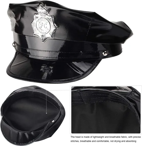 Vista 4 de Beelittle - Kit de policía, gorro de policía con esposas, walkie talkies, esposas, placa y lentes