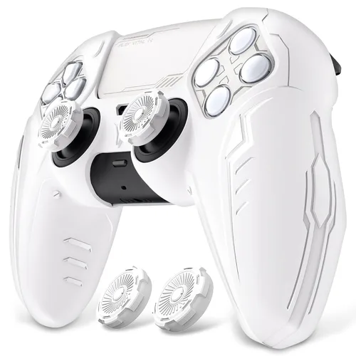 Vista 14 de PlayVital 2 Pack Silicone Skin Set for PS5 Controller - Charging Dock Compatible, Full Protection Case with Futuristic CyberMech Design, Soft Cover