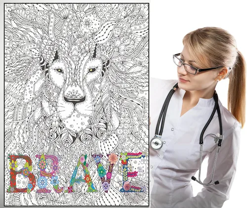 Vista 7 de SJPRINTER Arte de pared inspirador, póster motivacional gigante para colorear con mandala, para niños y adultos, ideal para niñas y niños