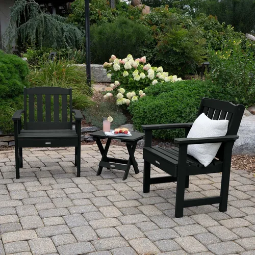 Vista 2 de Highwood AD-KITCHGL1-BKE Lehigh (2) sillas de jardín con mesa auxiliar plegable, color negro