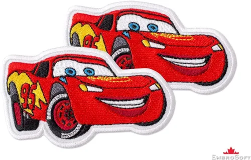 Vista 2 de Cars Lightning McQueen - Parche bordado para planchar (3.9 x 2.3 pulgadas)