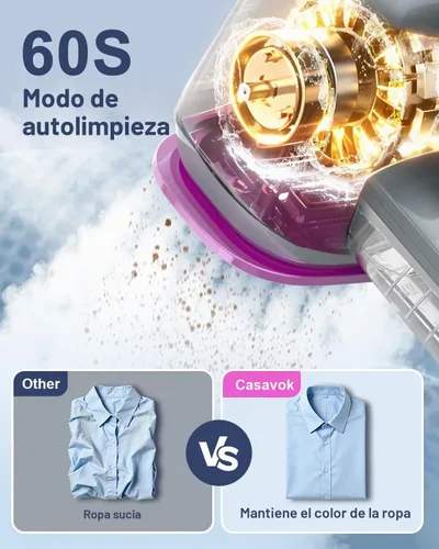 Vista 7 de Vaporizador de mano para ropa, vapor de ropa de viaje para tela Tanque de agua grande de 5.4 fl oz, vaporizador de ropa de 1200 W, 6 modos de vapor