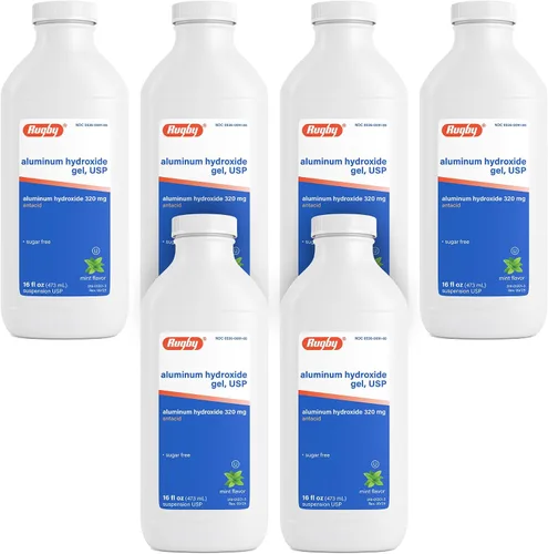 Vista 9 de Hidrogel de aluminio, USP 320mg/0.2 fl oz 16 oz por botella genérico para Amphojel Paquete de 6 en total 96 oz