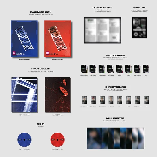 Vista 3 de STRAY KIDS - Mini álbum ODDINARY MASK OFF Ver. Caja del paquete + Photobook R + papel de letras + tarjetas de fotos + tarjeta de identificación +