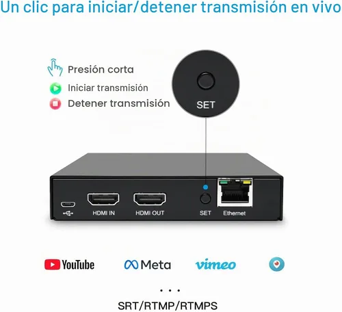 Vista 5 de DDMALL Codificador de video HDMI para transmisión en vivo, H.264 H.265, bucle local 4K 60Hz en tiempo real, compatible con SRT HLS RTSP RTMP RTMPS