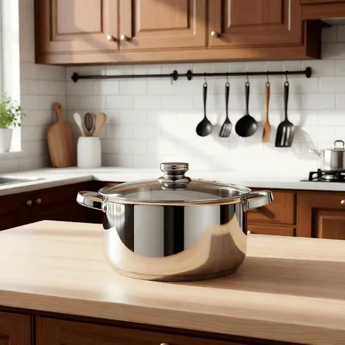 Vista 8 de Olla de sopa de 10 cuartos de galón con tapa de vidrio, olla de acero inoxidable de grado alimenticio de alta calidad, olla grande para cocinar