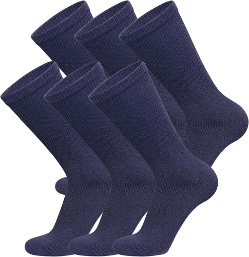 Vista 7 de 6 pares de calcetines tipo crew de algodón para diabéticos sin compresión para neuropatía